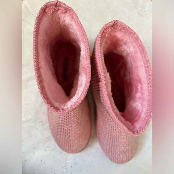 💖New Glitter Rhinestone Cozy Ankle Boots Baby Pink Statement💖 - Picture 5 of 13